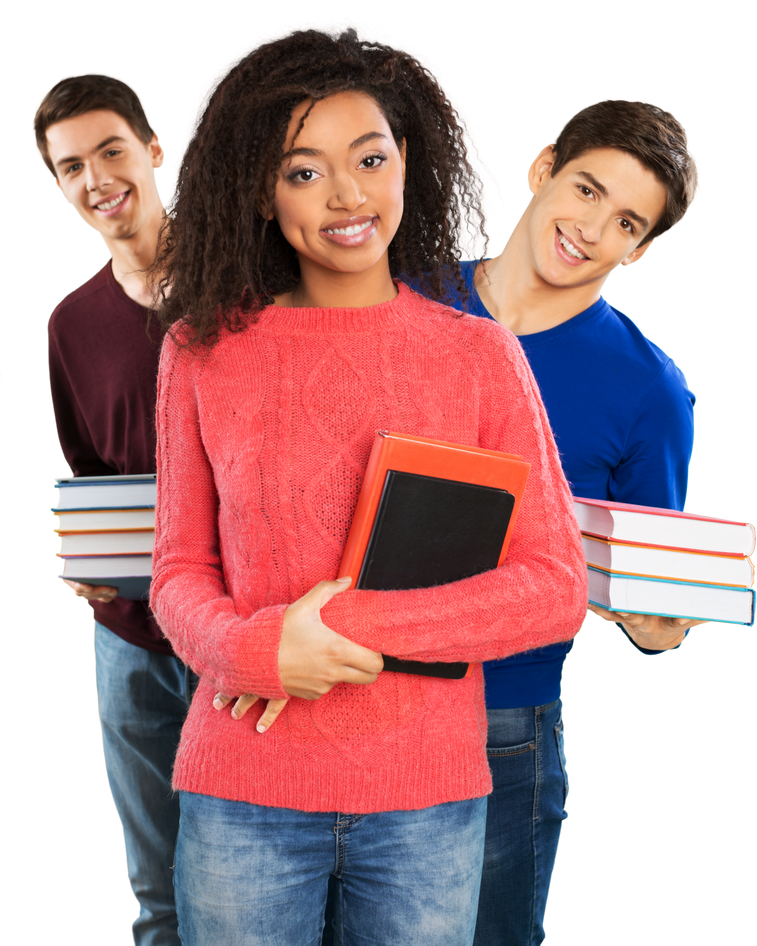 Group of Smiling Teenagers Holding Books